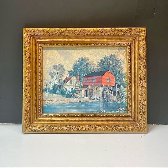 Other - Red Water Mill - Print By E. Thomas, 8”x10” - Framed 1971